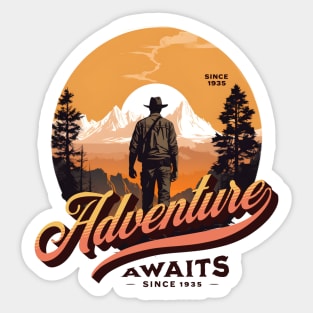 Adventure Awaits - Since 1935 - Sunset - Outdoors, Camping, Hiking, Adventure Sticker